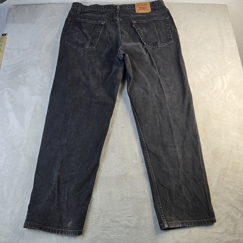 VTG Levis 550 Jeans Men FITS 40x32 Black MADE USA Denim Relaxed Fit Grunge - Picture 2 of 10
